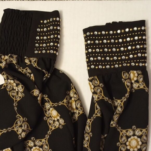 - ALFANI pleated secretary style blouse with beaded sleeve - Picture 10 of 13